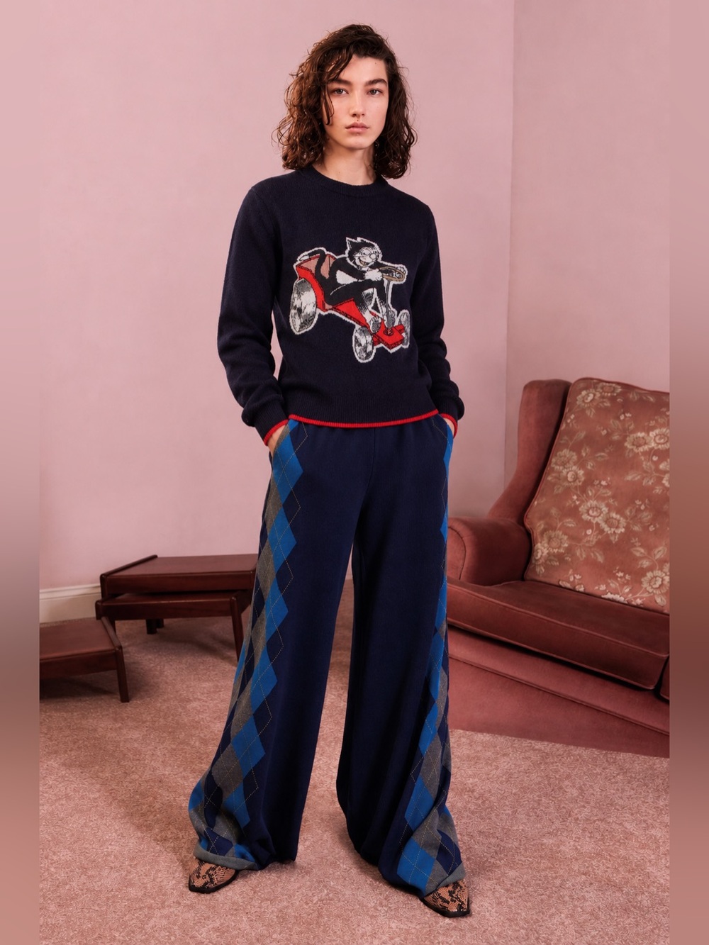 Stella McCartney FALL 17 Corky The Cat Navy Wool Sweater size 34